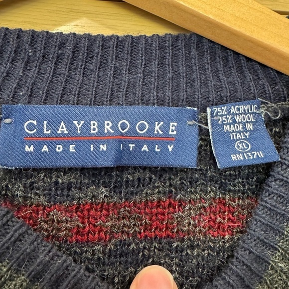 Vintage Claybrooke Made in Italy Woolblend Crewneck Pullover / Xlarge - Picture 4 of 9